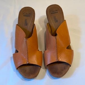 Clarks wedge heels in amber orange size 9